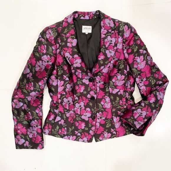Giorgio Armani Ikat Floral Blazer Purple Size 8 - Picture 1 of 9